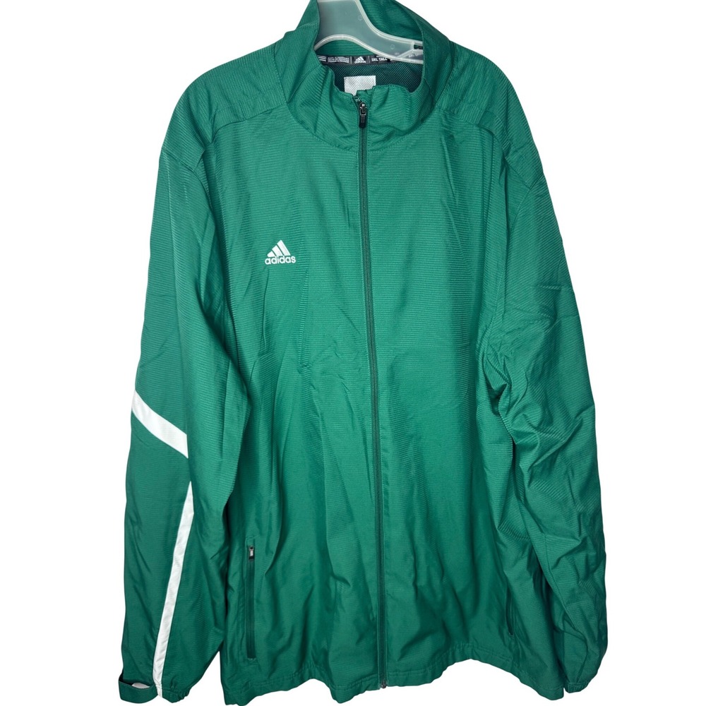 Adidas Mens Green White Stripe Full Zip Track Jacket 3XL Tall 6985D 12